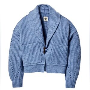 Free People We The Free Blue Toggle Collared Cardigan